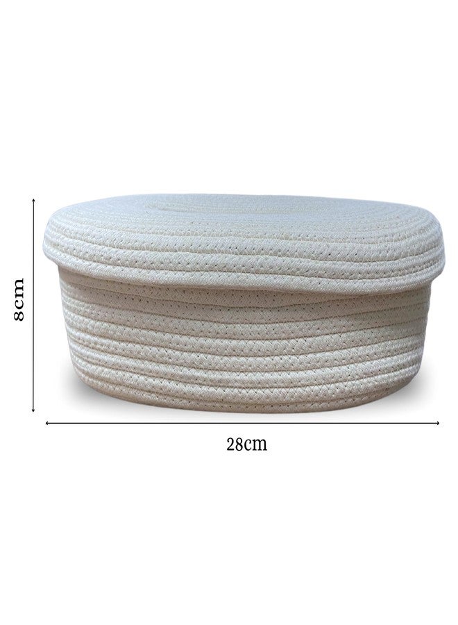 BOBBINY حامل مناديل من القطن والجوت من بوبيني، علبة مناديل مصنوعة يدوياً تتسع لـ 100 منديل، حامل مناديل طبيعي للمكتب وغرفة المعيشة وغرفة النوم والسيارة والطاولة وطاولة الطعام وديكور المنزل (لون أبيض كريمي، تصميم 1) - Image 3